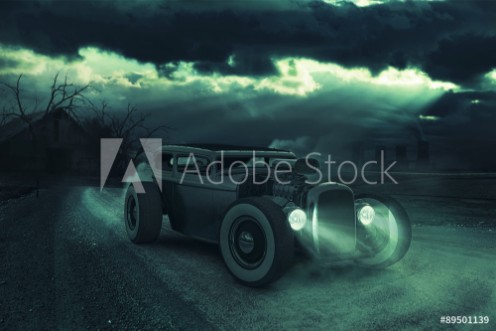 Picture of Hotrod in dramatischer Nacht